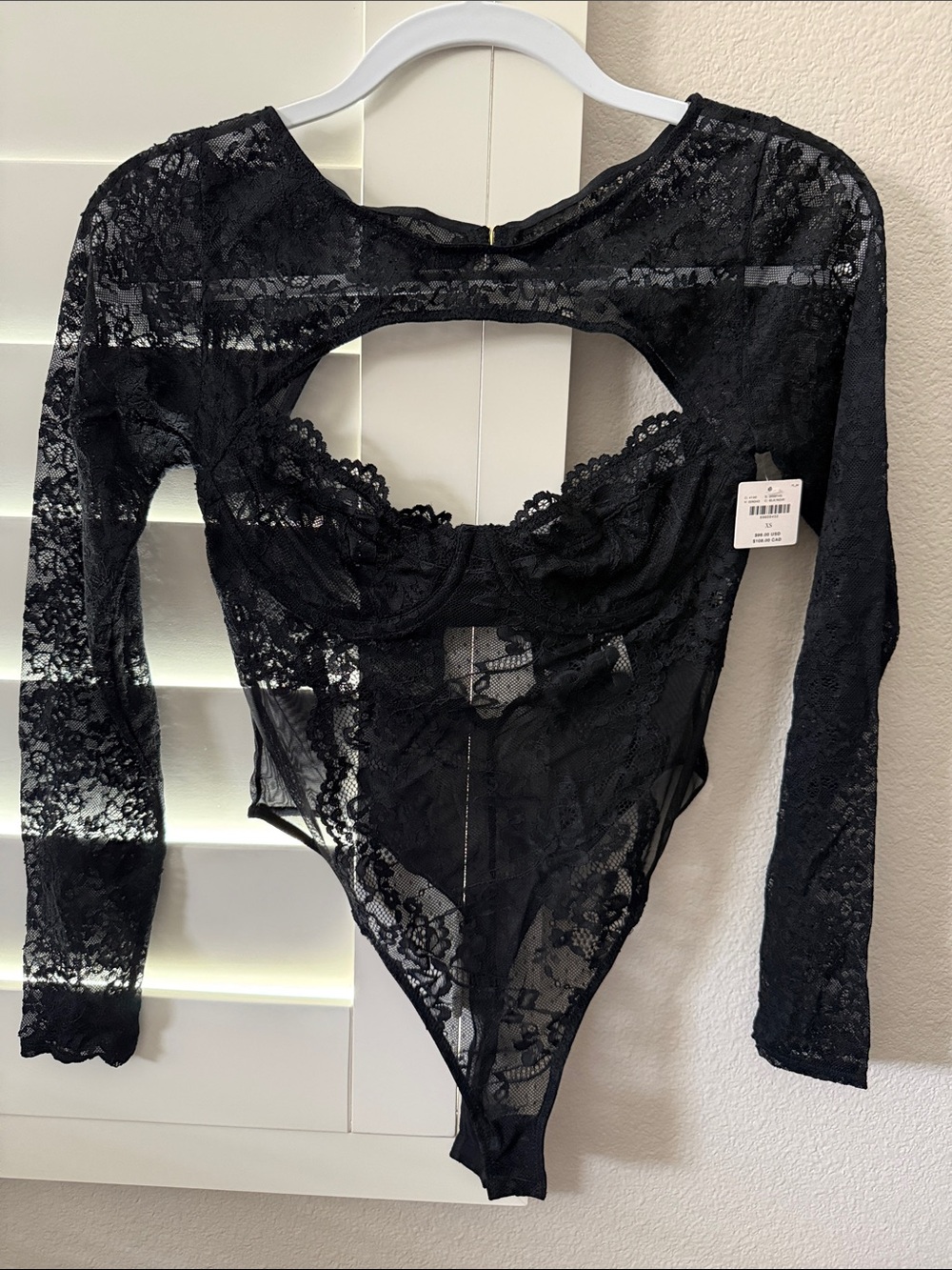 Anthropologie Black Lace Long-Sleeve Bodysuit